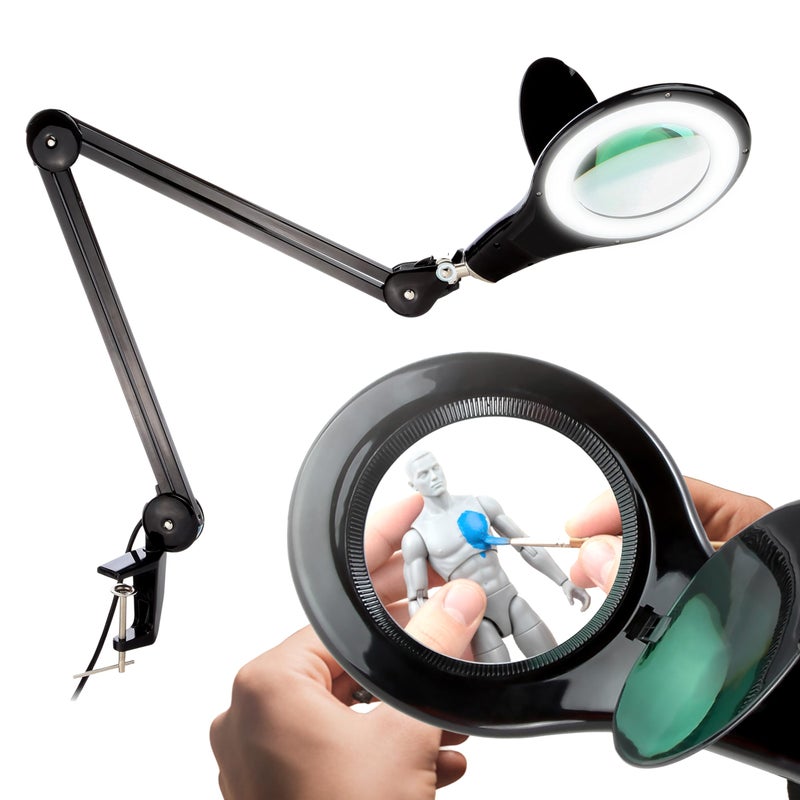 Brightech LightView PRO Magnifying Desk Lamp, 2.25x Light Magnifier, Adjustable Magnifying Glass with Light for Crafts, Reading, Close Work - Black - Image 1